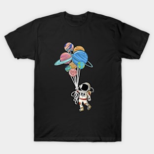 Astronaut Holding Planet Balloons T-Shirt